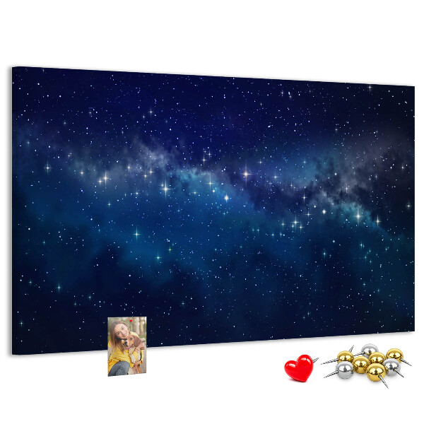 Prikbord met een kosmische ruimte en fonkelende sterren