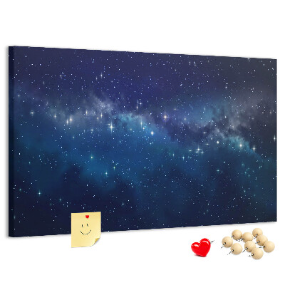 Prikbord met een kosmische ruimte en fonkelende sterren