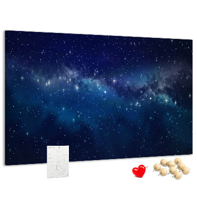 Prikbord met een kosmische ruimte en fonkelende sterren