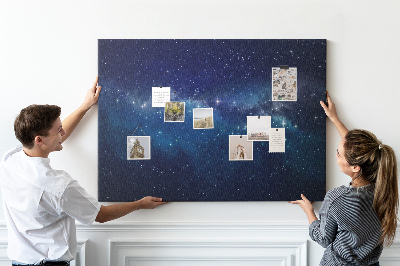 Prikbord met een kosmische ruimte en fonkelende sterren