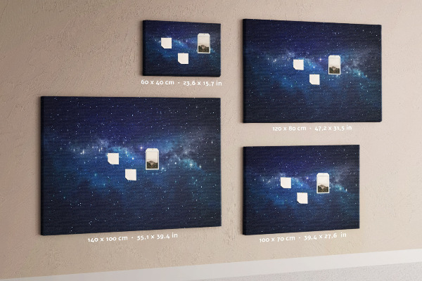 Prikbord met een kosmische ruimte en fonkelende sterren