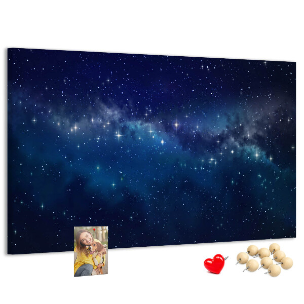 Prikbord met een kosmische ruimte en fonkelende sterren
