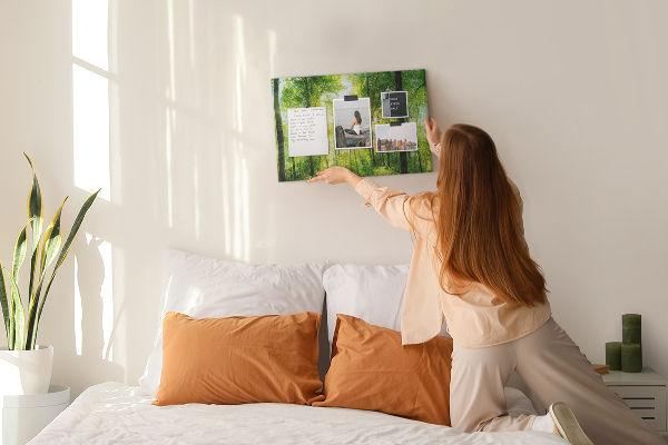 Kurkbord groen bos met zonnestralen