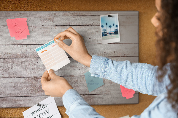 Prikbord rustieke plank met slijtageplekken