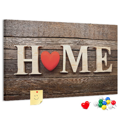 Kurk prikbord houten letters met een hart op de achtergrond