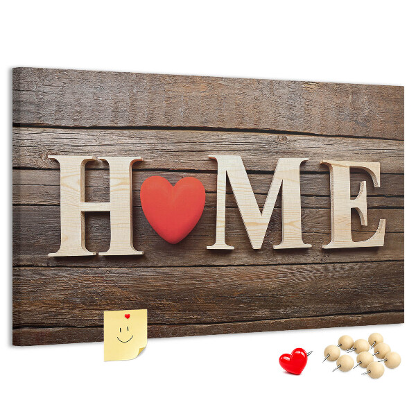 Kurk prikbord houten letters met een hart op de achtergrond