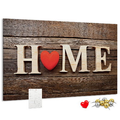 Kurk prikbord houten letters met een hart op de achtergrond