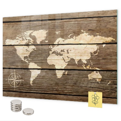 Magneetbord Wereldkaart op het bord