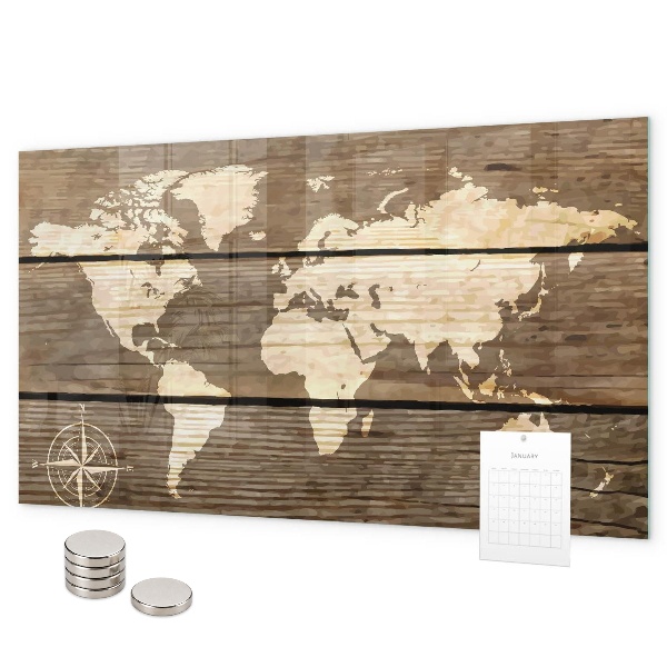 Magneetbord Wereldkaart op het bord