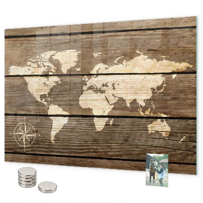Magneetbord Wereldkaart op het bord