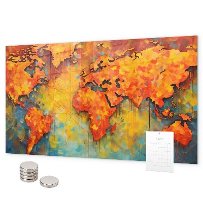 Magnetisch bord Decoratieve wereldkaart