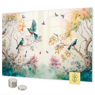 Magneetbord Bloemen, vogels, natuur