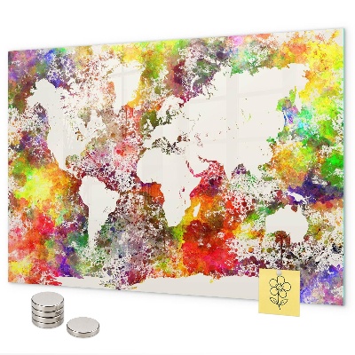 Magneetbord Wereldkaart in aquarel