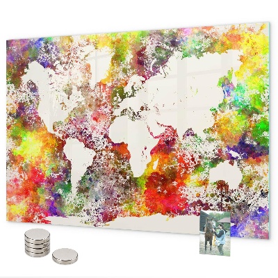 Magneetbord Wereldkaart in aquarel