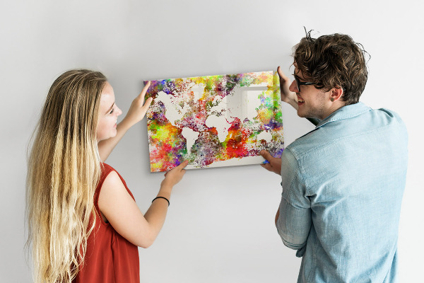 Magneetbord Wereldkaart in aquarel