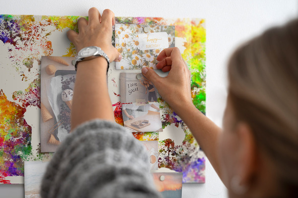 Magneetbord Wereldkaart in aquarel