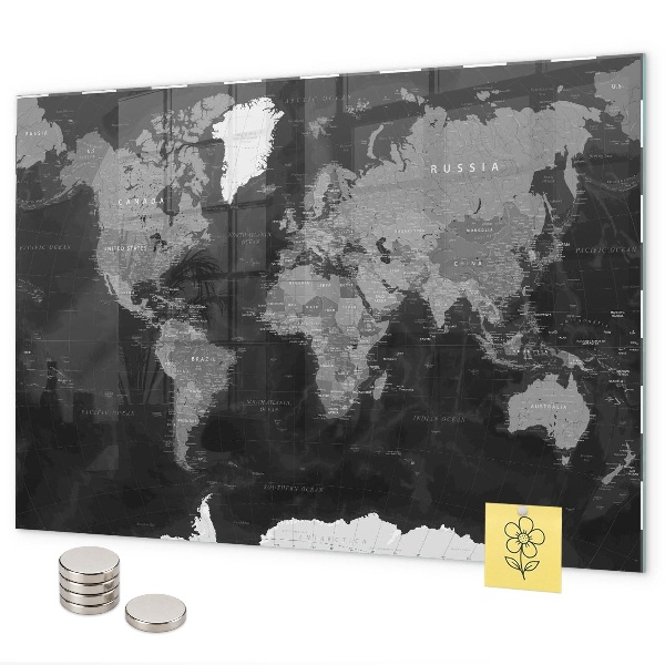 Magneetbord Zwarte wereldkaart