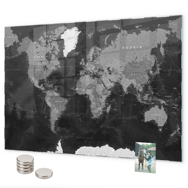Magneetbord Zwarte wereldkaart