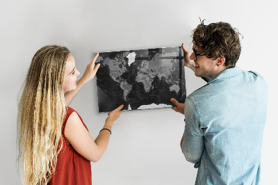 Magneetbord Zwarte wereldkaart