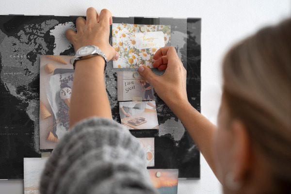 Magneetbord Zwarte wereldkaart