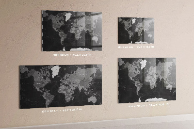 Magneetbord Zwarte wereldkaart