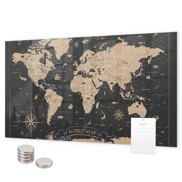 Magneetbord Oude wereldkaart