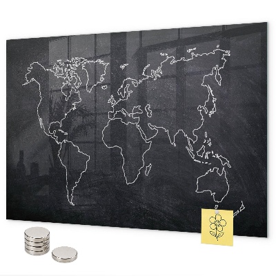 Magneetbord Overzicht van de wereldkaart
