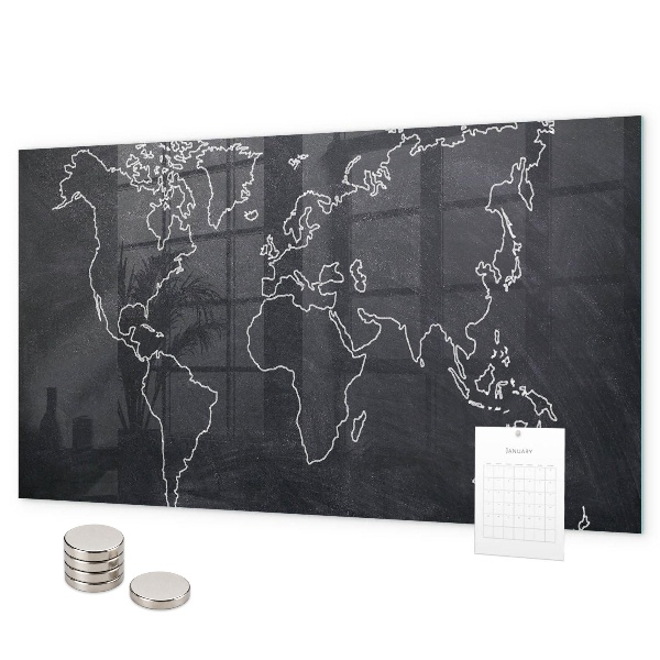 Magneetbord Overzicht van de wereldkaart