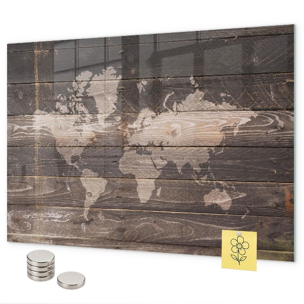 Wereldkaart op hout