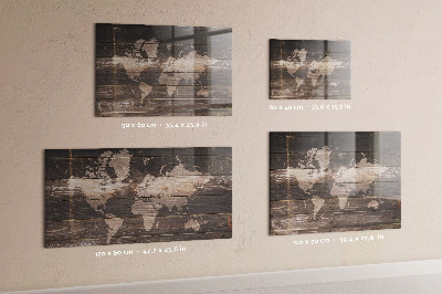 Magneetbord Wereldkaart op hout