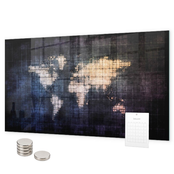 Magneetbord Abstracte wereldkaart