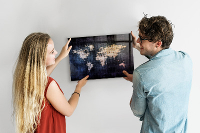 Magneetbord Abstracte wereldkaart