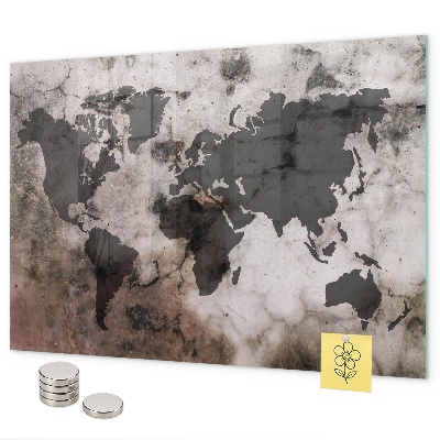 Magnetisch bord Concrete wereldkaart