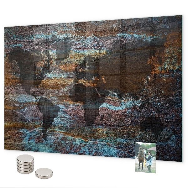 Magneetbord Rust wereldkaart
