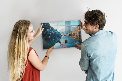 Magneetbord Boten op het meer