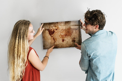 Magneetbord Oude wereldkaart