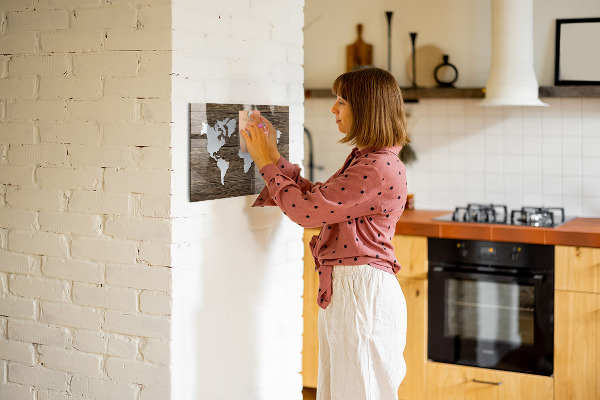 Magneetbord Wereldkaart op planken