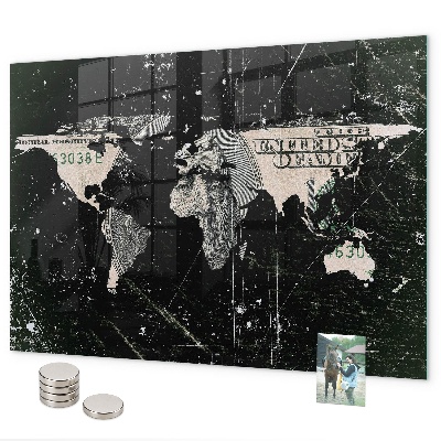 Magnetisch bord Dollar Wereldkaart