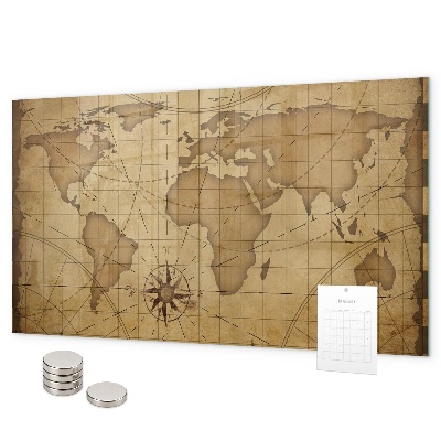 Magneetbord Oude wereldkaart