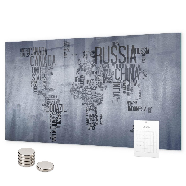 Magneetbord Wereldkaart met bijschriften