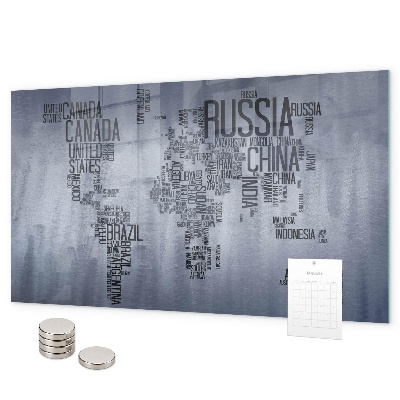 Magneetbord Wereldkaart met bijschriften