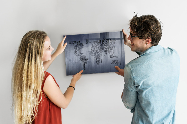 Magneetbord Wereldkaart met bijschriften