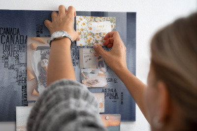 Magneetbord Wereldkaart met bijschriften