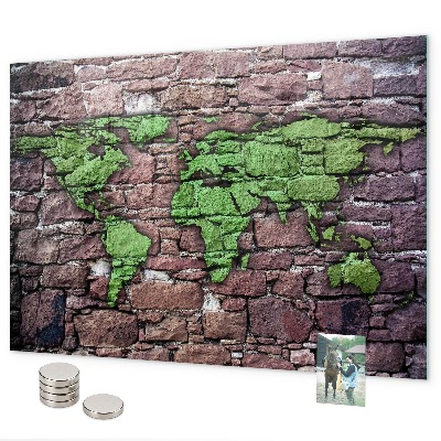 Magneetbord Brick wereldkaart