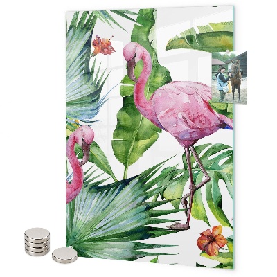 Magneet bord Tropische flamingo-bladeren