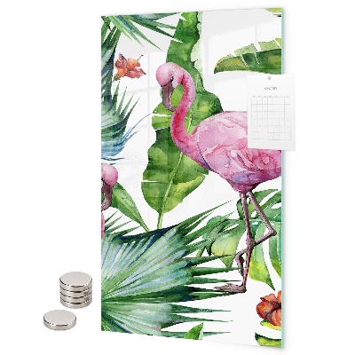 Magneet bord Tropische flamingo-bladeren