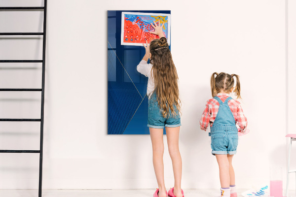 Decoratief glazen wandbord beschrijfbaar en magnetisch Modern prikbord voor foto's en notities