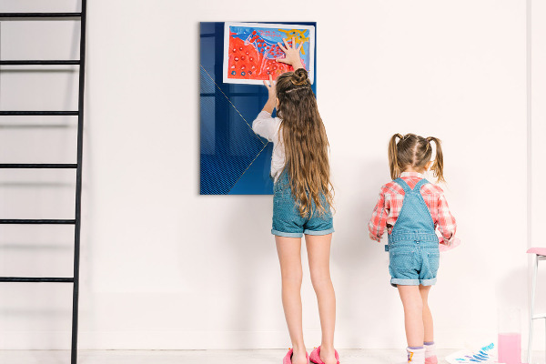 Decoratief glazen wandbord beschrijfbaar en magnetisch Modern prikbord voor foto's en notities