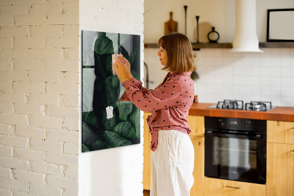 Memobord van glas met print inclusief neodymium magneten Groen bord voor notities en foto's