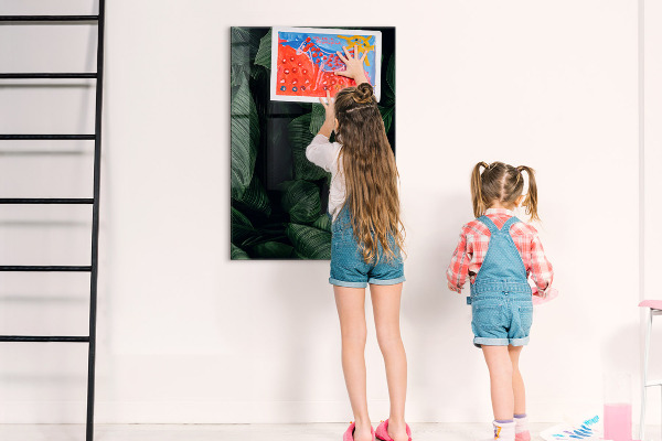 Memobord van glas met print inclusief neodymium magneten Groen bord voor notities en foto's